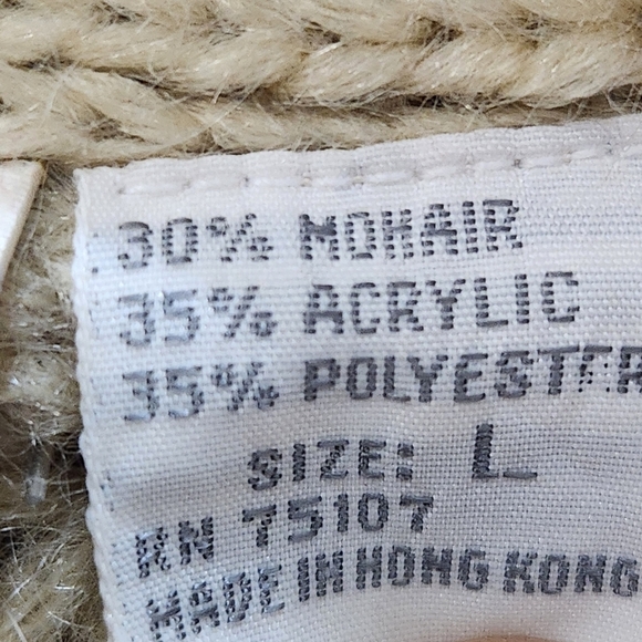 Vintage Geoffrey Alexander Chunky Cottage Mohair Blend Cardigan, Beige Women's L - Picture 9 of 11